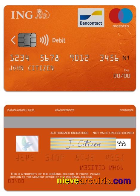 Belgium ING bank maestro debit card